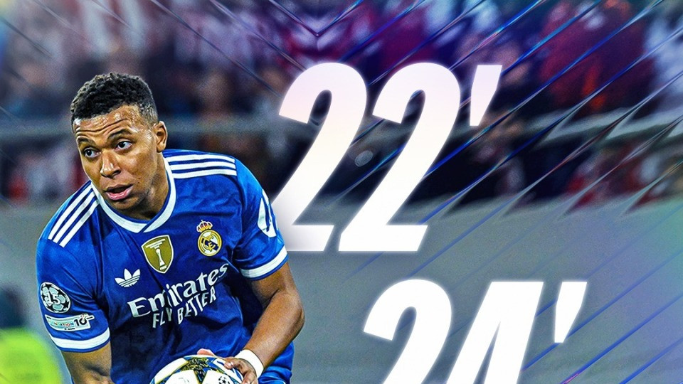 7分钟戴帽，姆巴佩紧追C罗梅西欧冠纪录！皇马18场22球，阿隆索开心