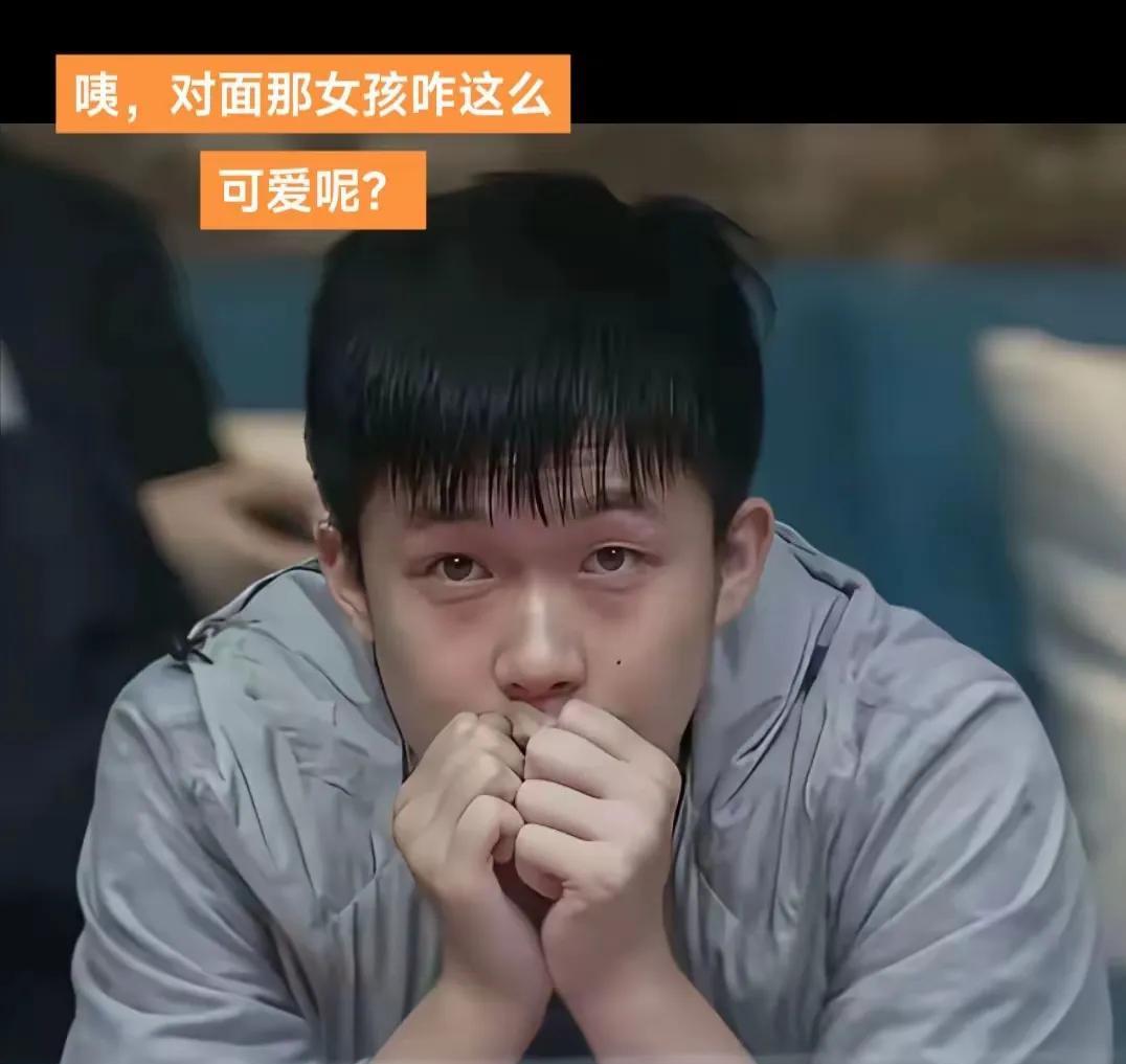 对面那女孩可爱得让人忍不住多瞧几眼。她或许有着水汪汪的大眼睛，像会说话似的，肉嘟