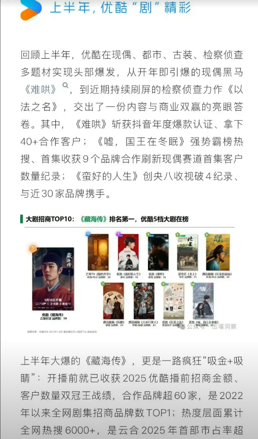 优酷认证2025上半年吸金项目

总共有5部剧集是赚钱的！

第一部《难哄》：开