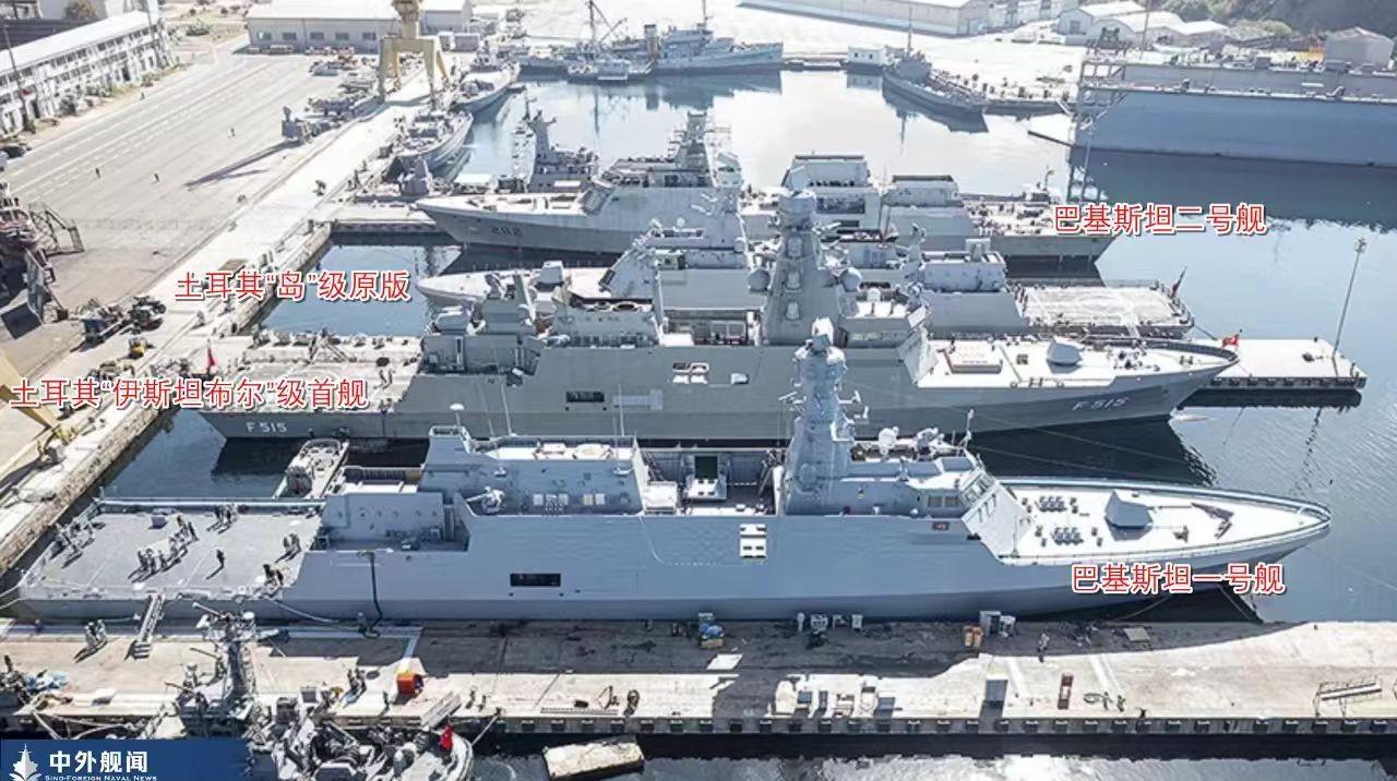 军迷朋友，格局打开。
这是巴基斯坦海军购买的土耳其的巴布尔级护卫舰，这条舰上所有