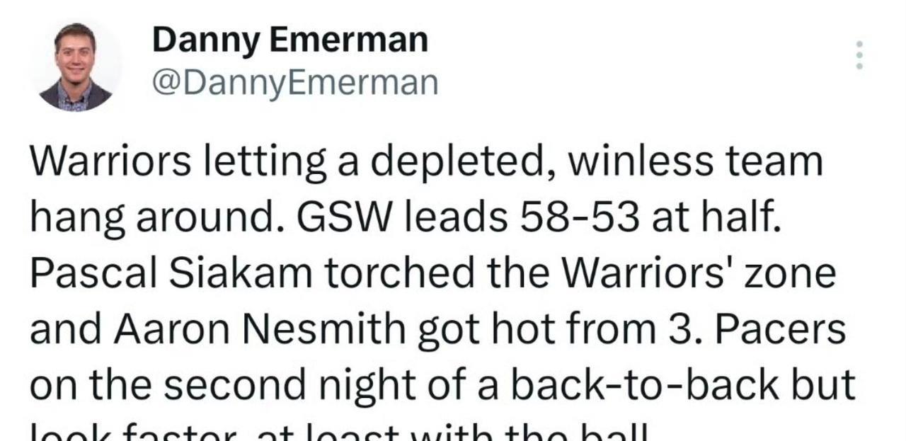 勇记们纷纷吐槽勇士本场表现：
“勇士上半场跟一只伤兵满营，未尝胜绩的球队打得有来