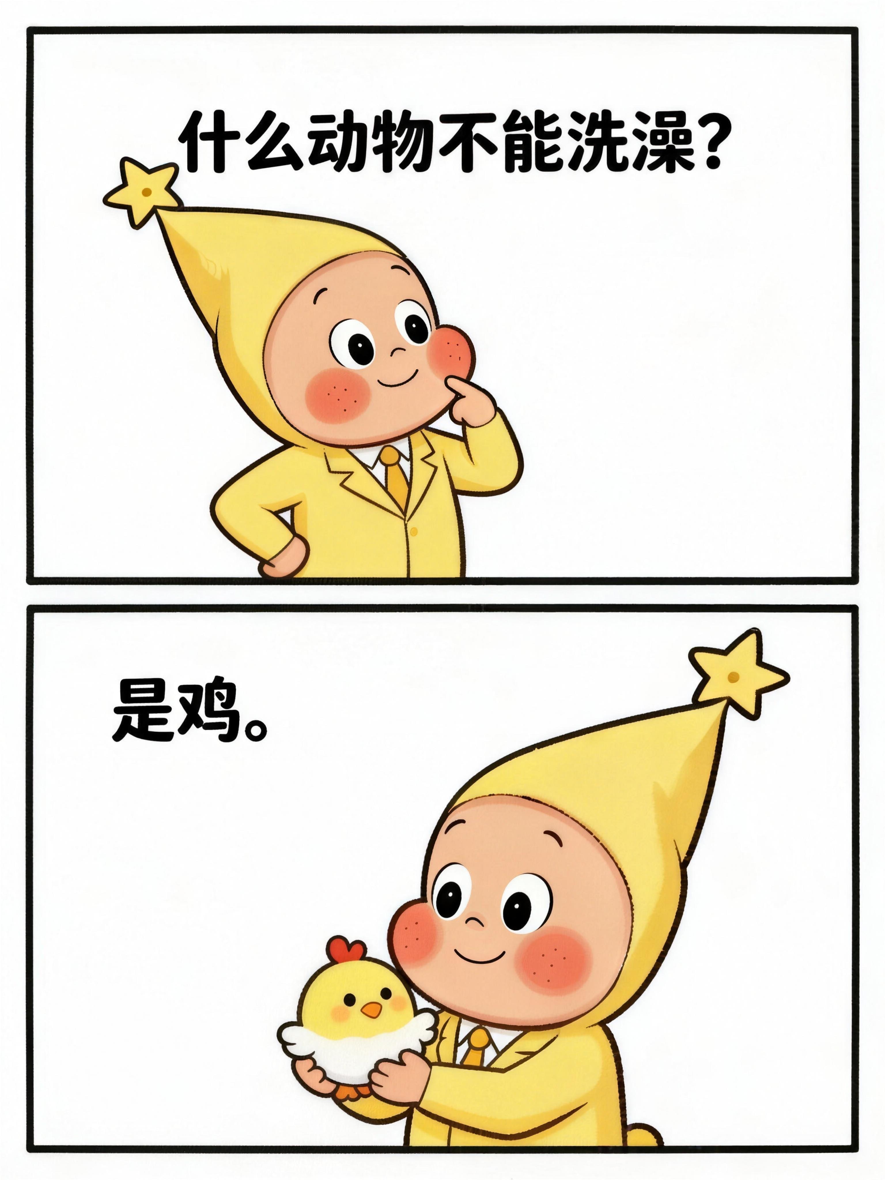 什么动物不能洗澡?
是鸡。因为"鸡"不可失