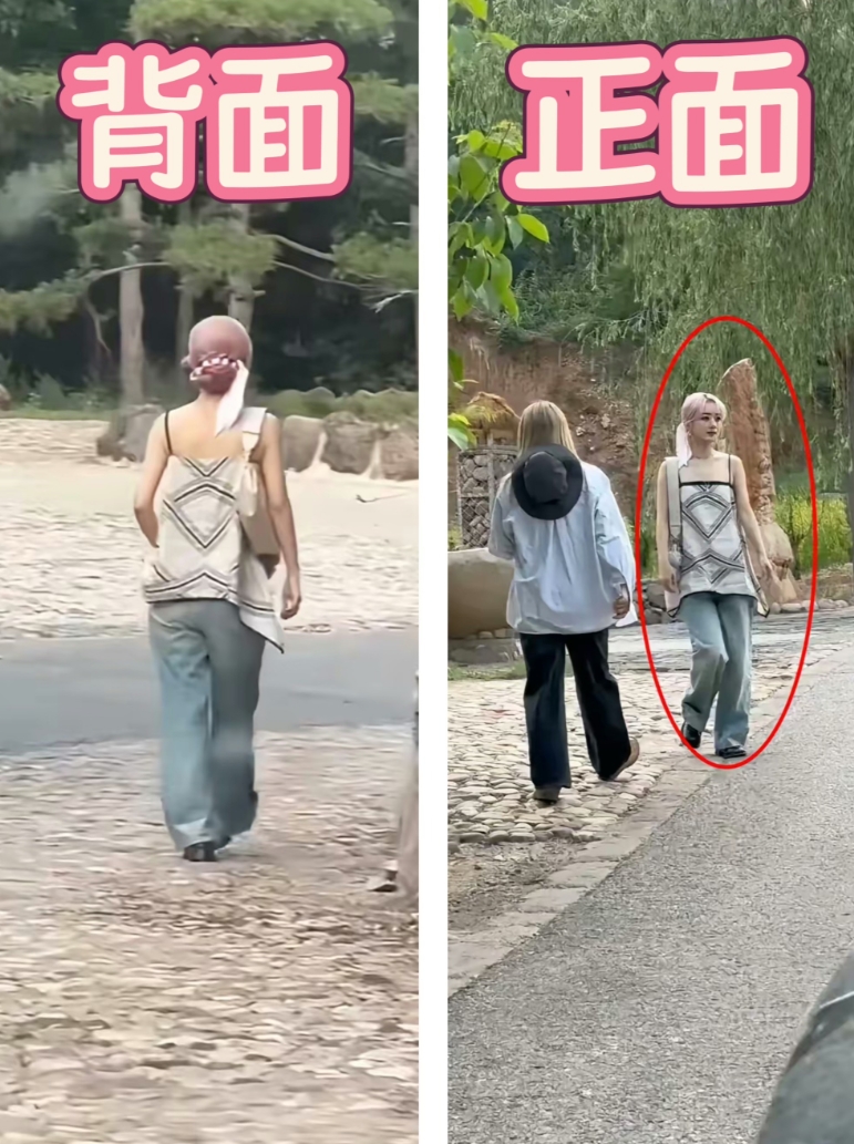 又一次证明了时尚的完成度看脸，看看这张，赵丽颖外出走路图。看背影，不知道是赵丽颖