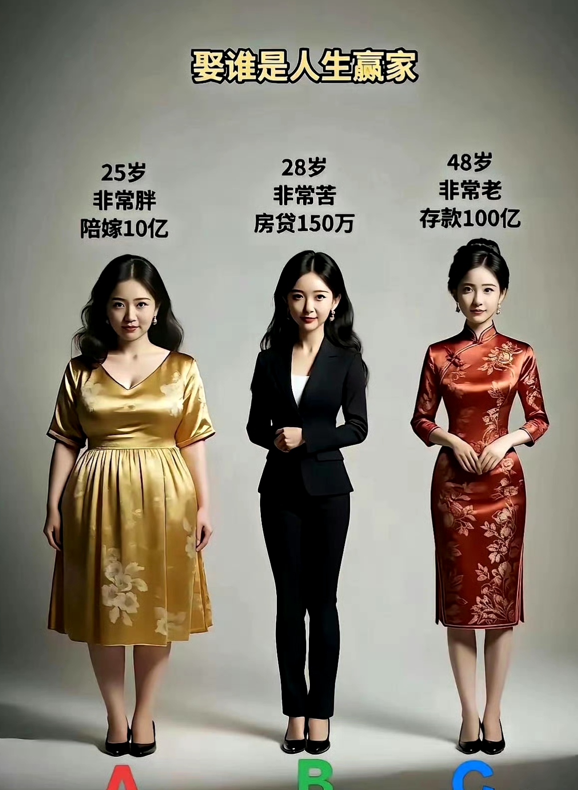 估计大部分人选A，胖一点可以减肥
你会选哪个？