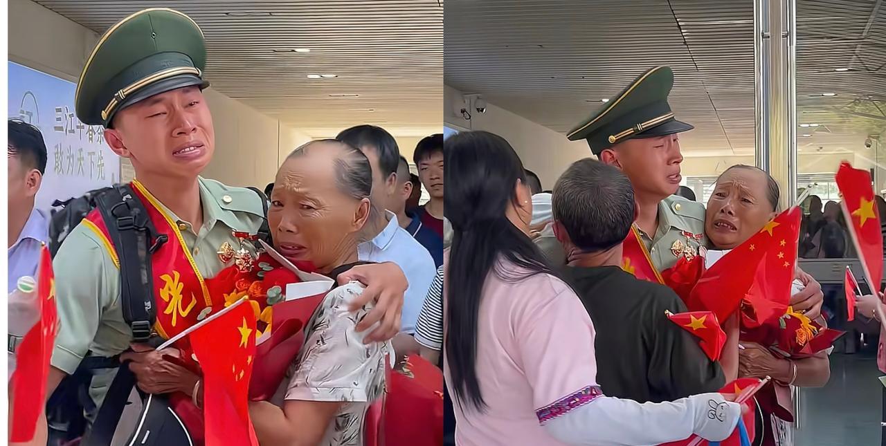 这幕被人民日报
转发的团聚画面，
看一次眼眶热一次！
广西柳州车站，
当兵12年