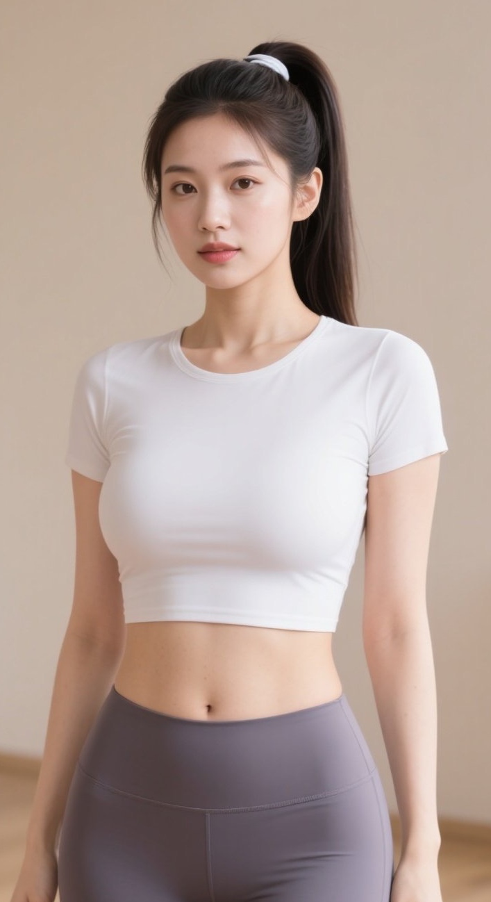 瑜伽女神室内写真，修身服饰勾勒完美线条