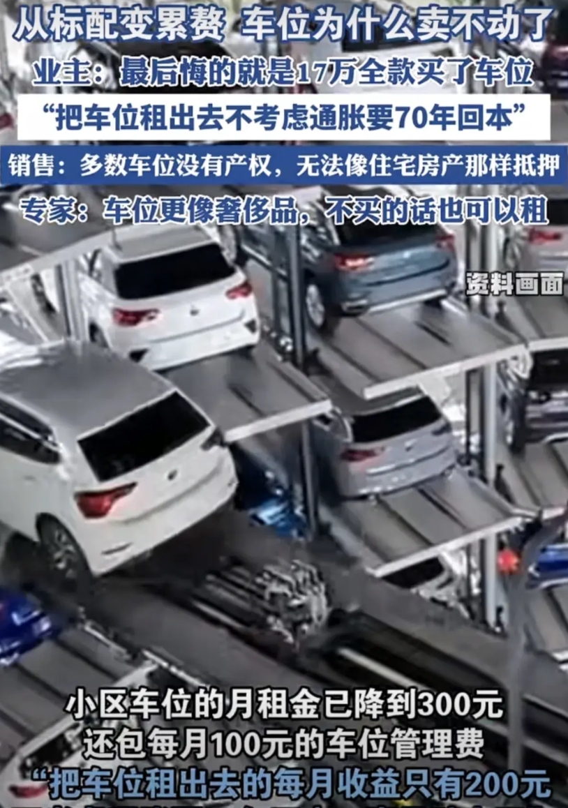 车位为什么卖不动了？相信买了车位的人，都是一肚子苦水！

花了十几万二十万买的车