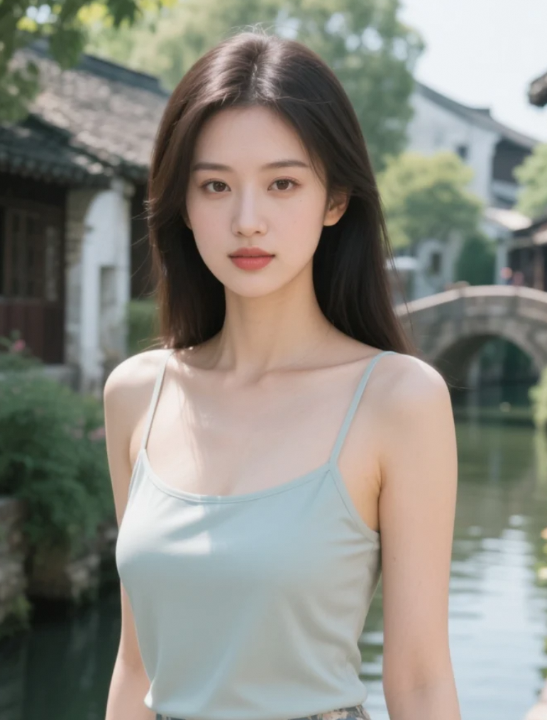 笑眼弯弯似天上新月牙，甜蜜气息悄然弥漫。