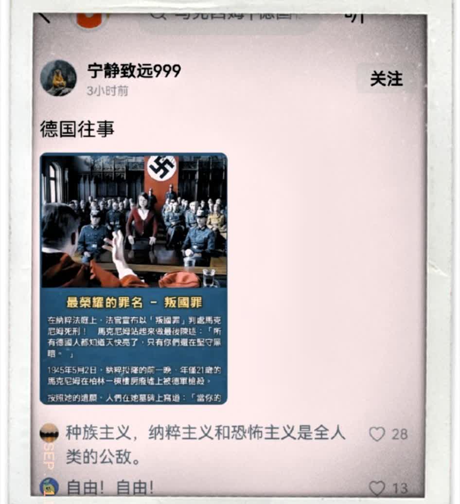 公知们这是又有了新的话术了，想用这个德国的纳粹时期的叛国罪来混淆视听。
来给自