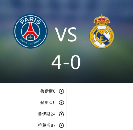 巴黎4-0皇马进决赛，登贝莱传射，法比安双响：上半场第6分钟，阿森西奥禁区停球失