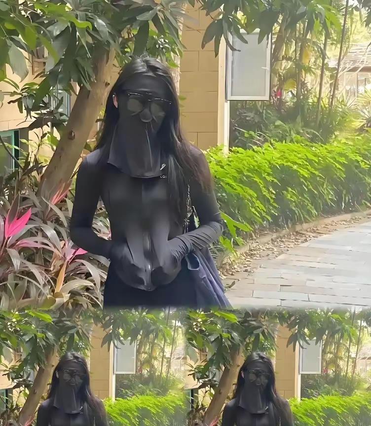 这身装扮，主打就是一个回头率！
不知道会不会热出来痱子，我也不敢问！