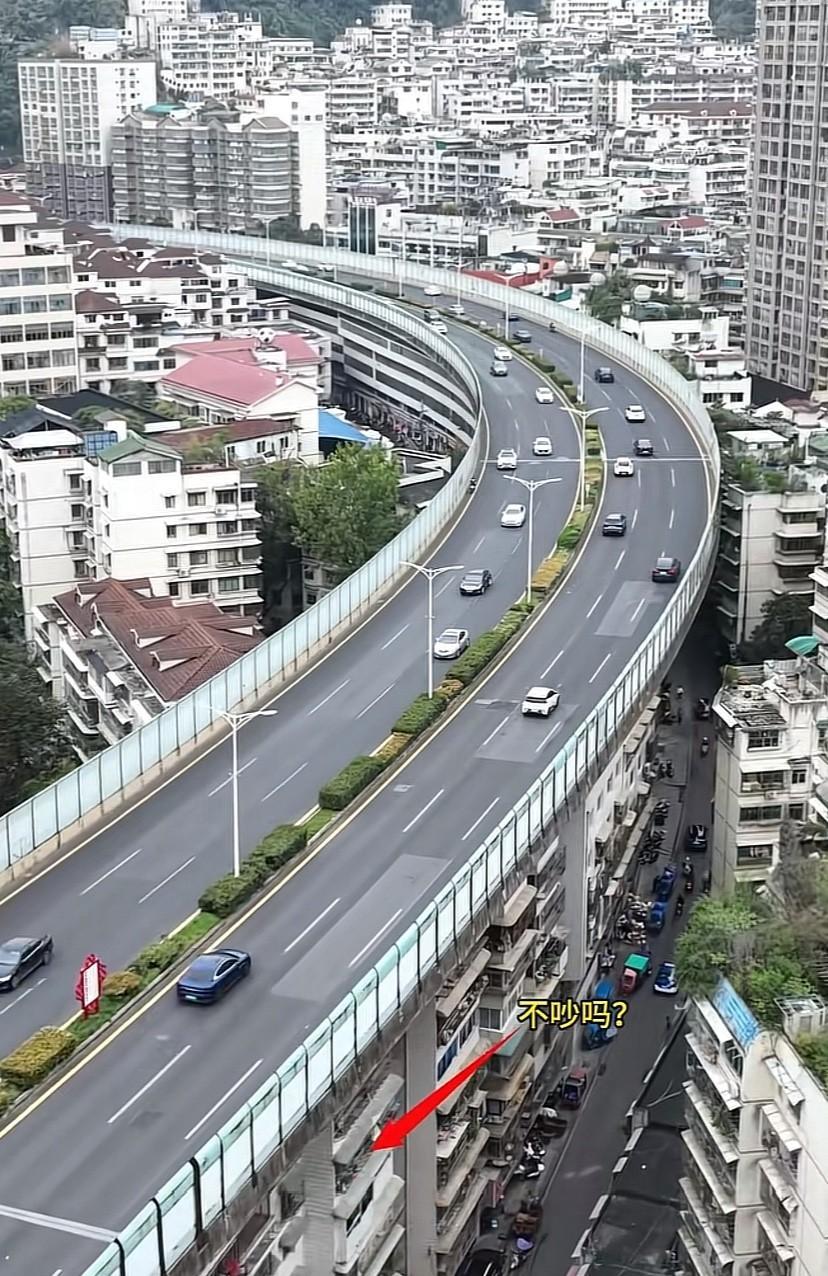 这高架建的省了不少拆迁费！住在桥附近噪音都受不了，这桥下住着什么感受，说实话这房