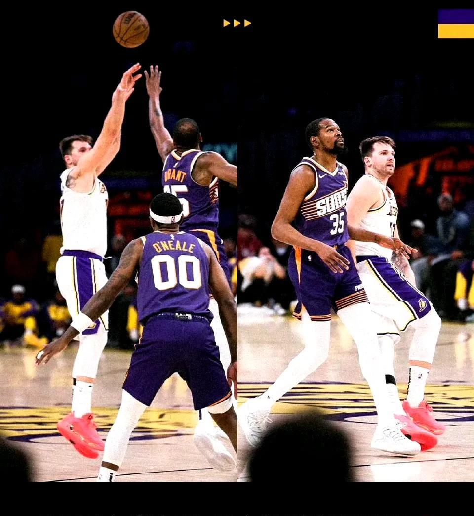 湖人今天主场对阵太阳，这俩人的对话有点意思：
杜兰特对东契奇说：“你在季后赛是得