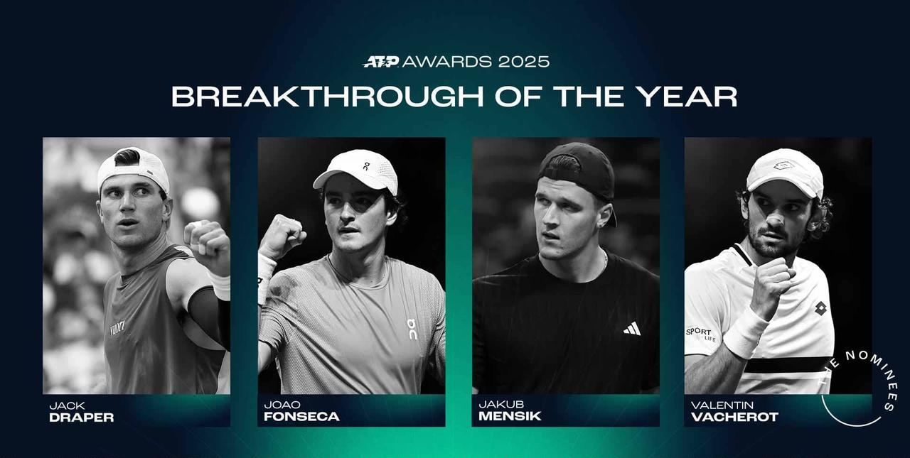 ATP官方日前发布年度突破球员候选名单，这其中包括三位在今年首夺大师赛男单冠军的