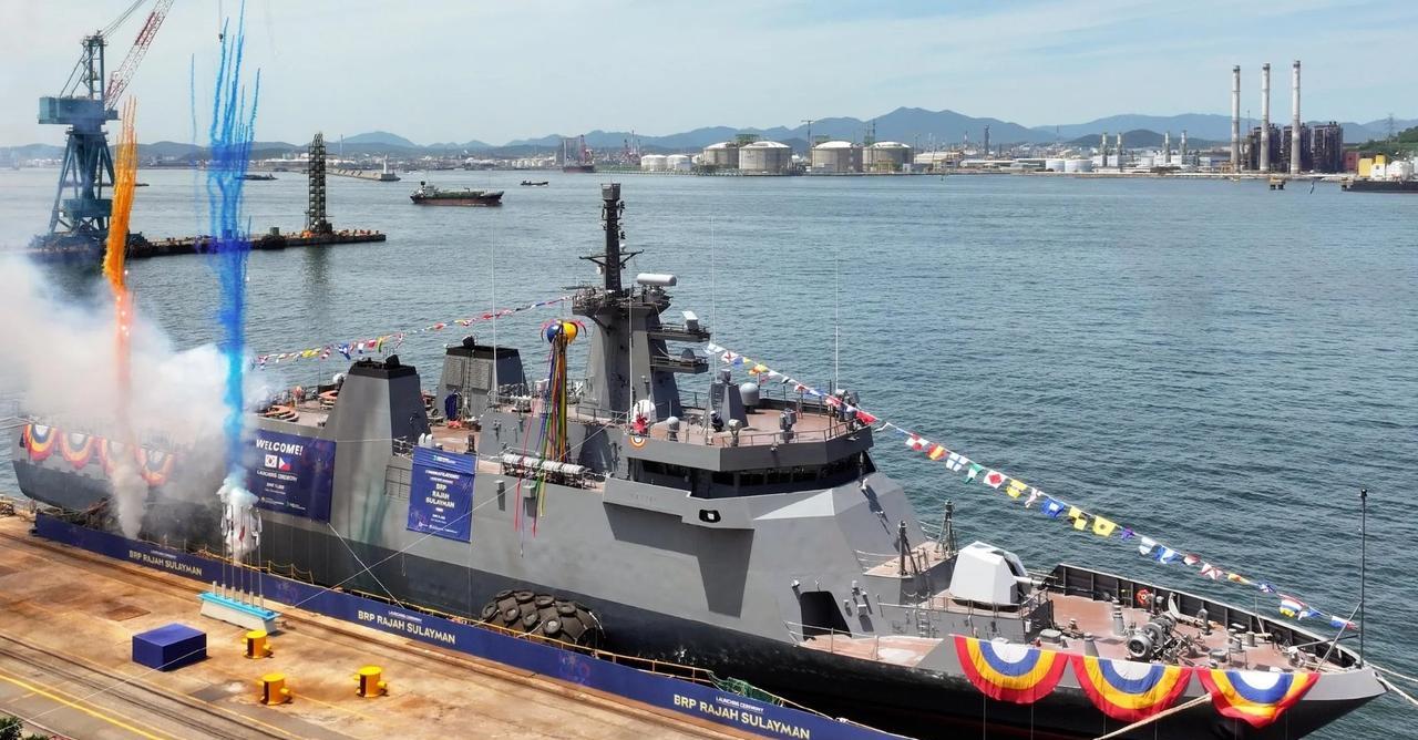 6月11日菲律宾海军首艘 HDP-2200型近海巡逻舰“拉贾苏莱曼”号在韩国现代