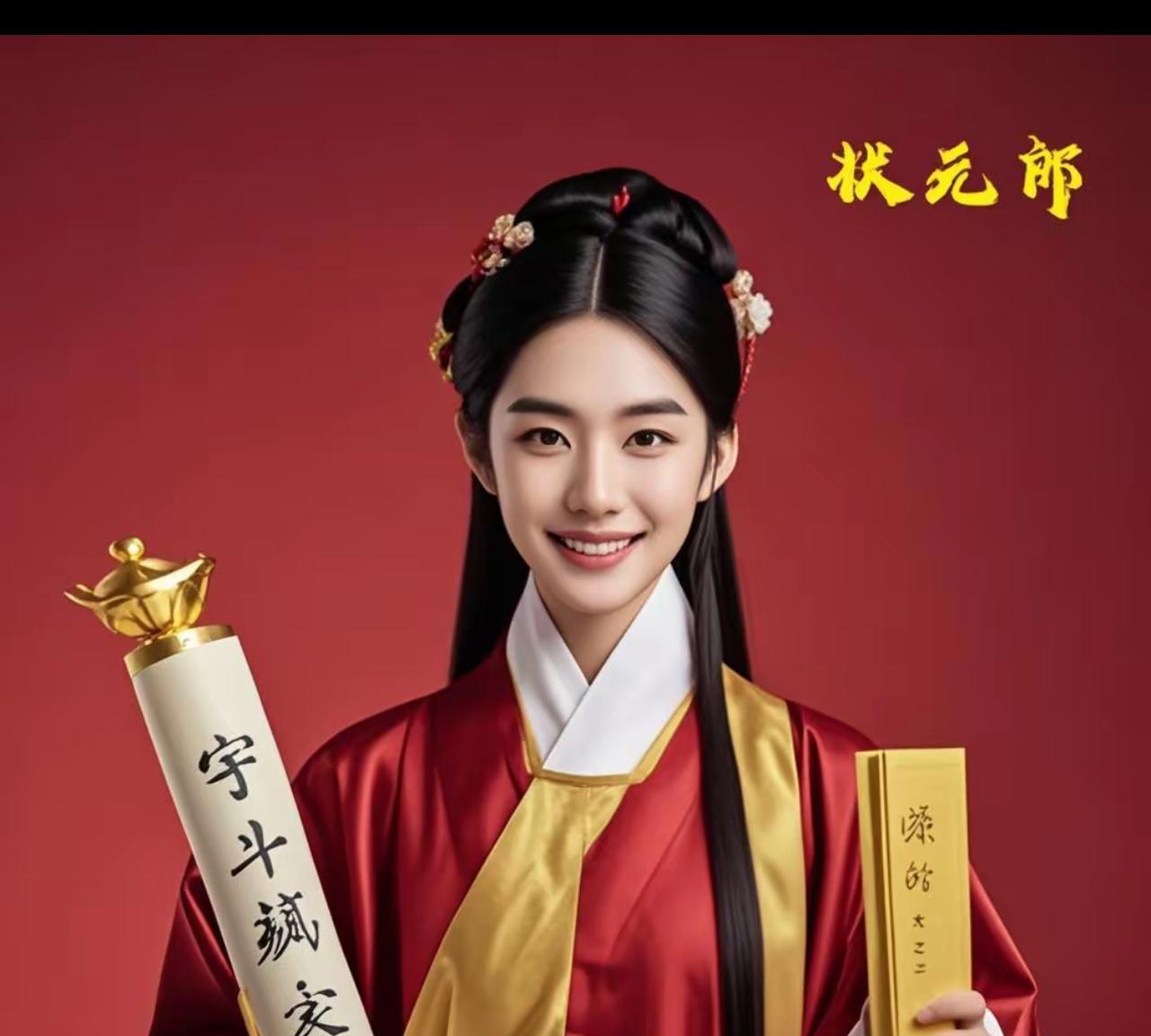 家有女儿，亦有光，女状元风姿
谁家有女儿，沾沾福气！
也让自己孩子平步青云
一袭