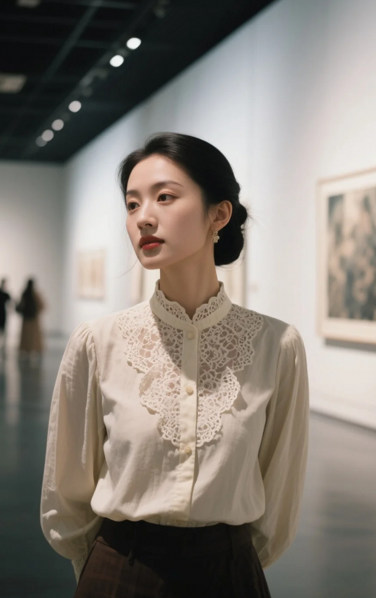 猜猜她站在哪幅作品前，我拍得最心动？