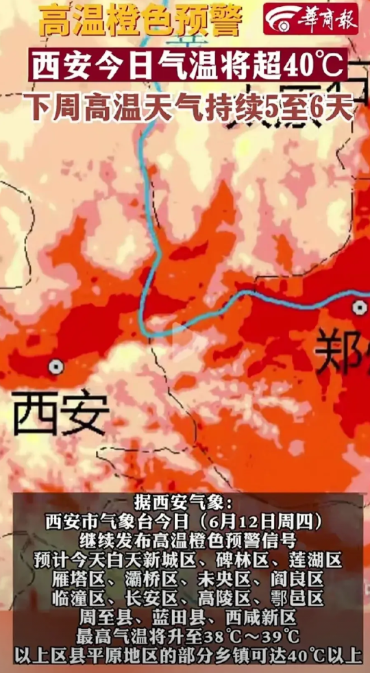 华商报，西安气温超40度，下周高温继续。

我就不明白了，西安的六月，什么时候变