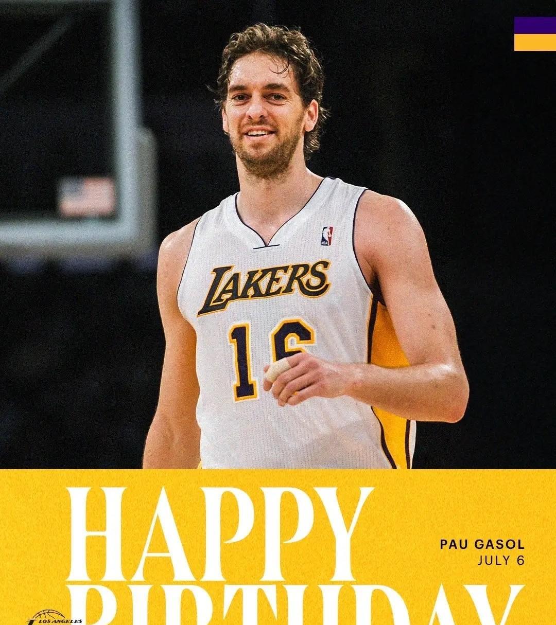湖人官方更新X，晒出一张前NBA球员保罗-加索尔的照片并为其献上生日祝福。