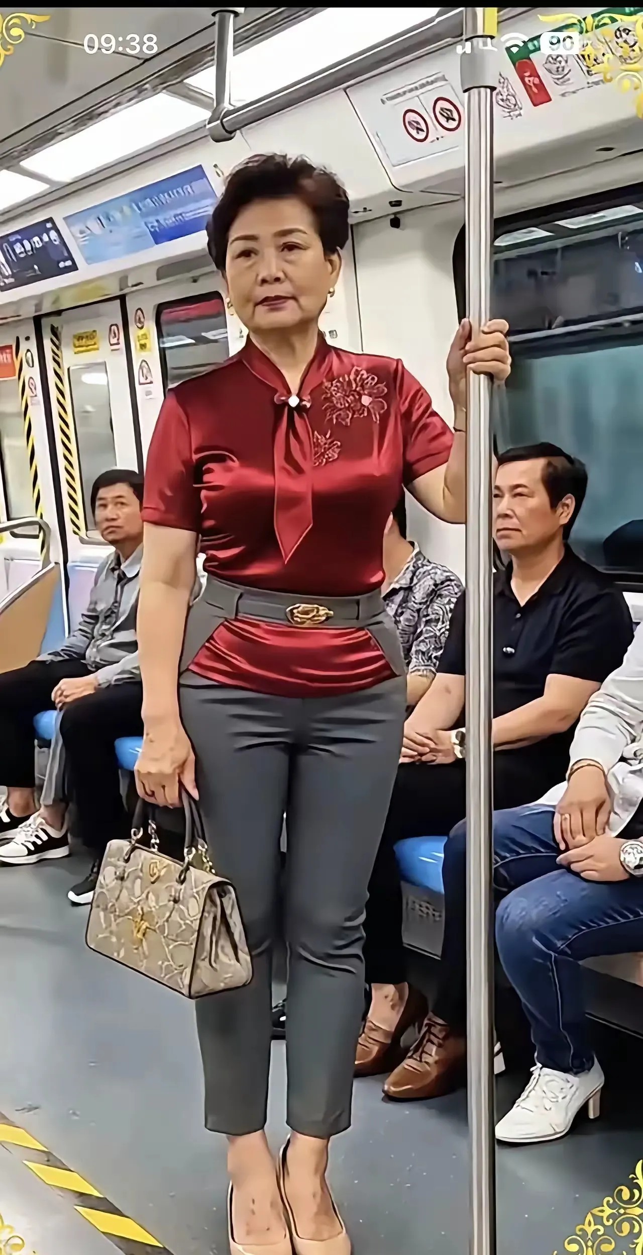 地铁上瞧见的
现在的老太太一个比一个时尚啊
