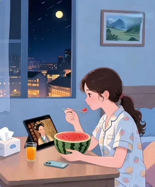 《消夏》
暑气蒸腾似火烧，
清凉妙法各相招。
空调室内恒温驻，
电扇风中热意消。
