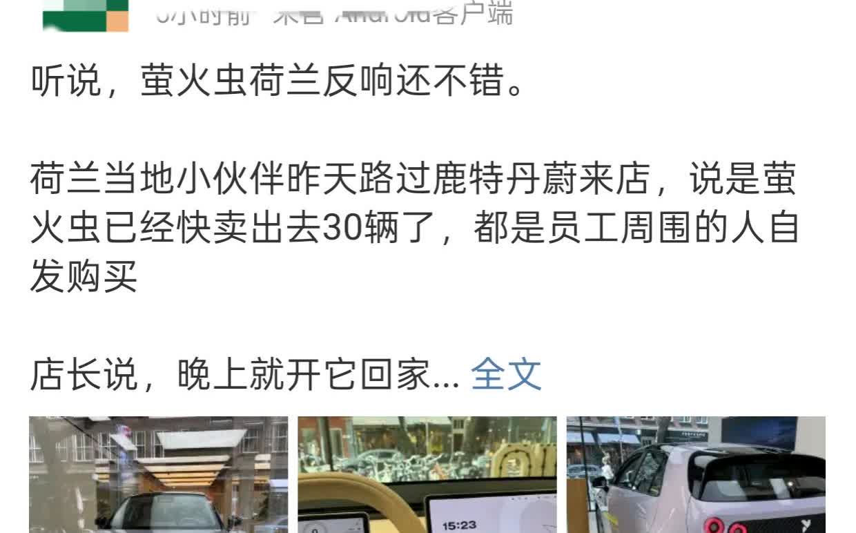 萤火虫在荷兰卖的不错？
看到电车出海老师发的信息，萤火虫在荷兰表现还可以（当然