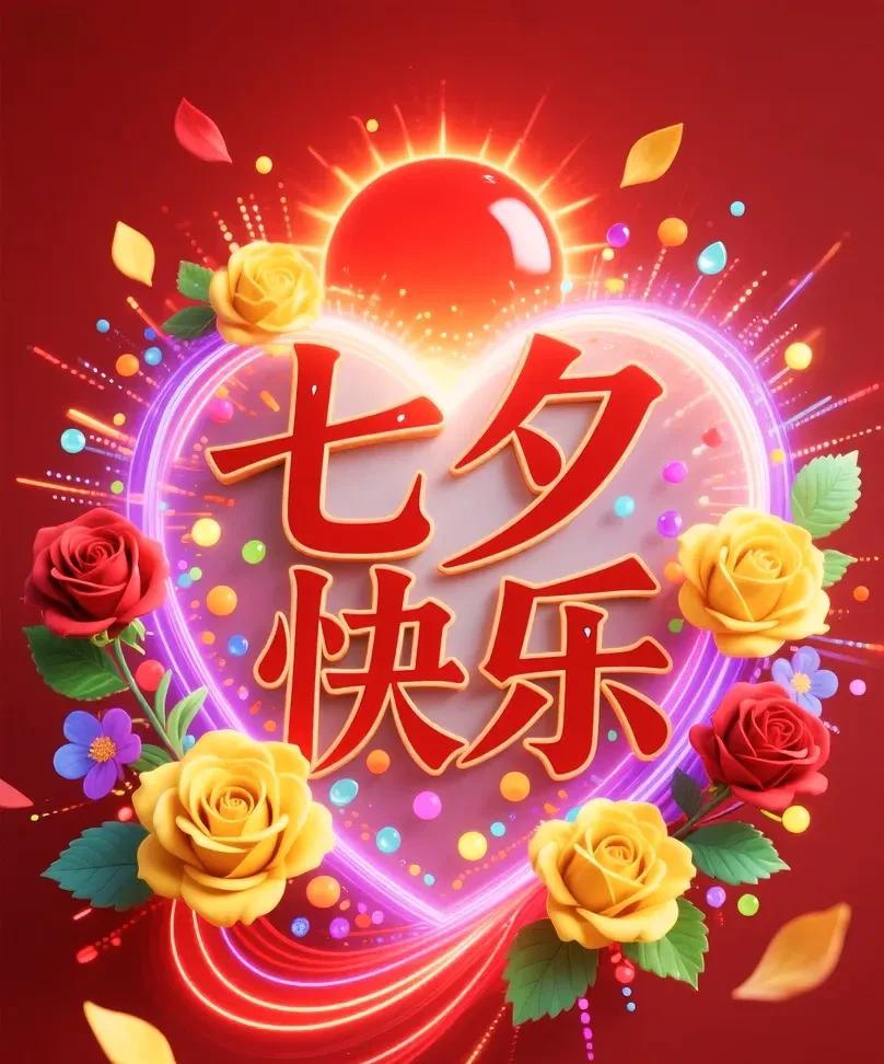 《浪漫七夕》
七夕桥边爱意绵，
牛郎织女笑开颜。
一年思念今朝诉，
执手相看话暖