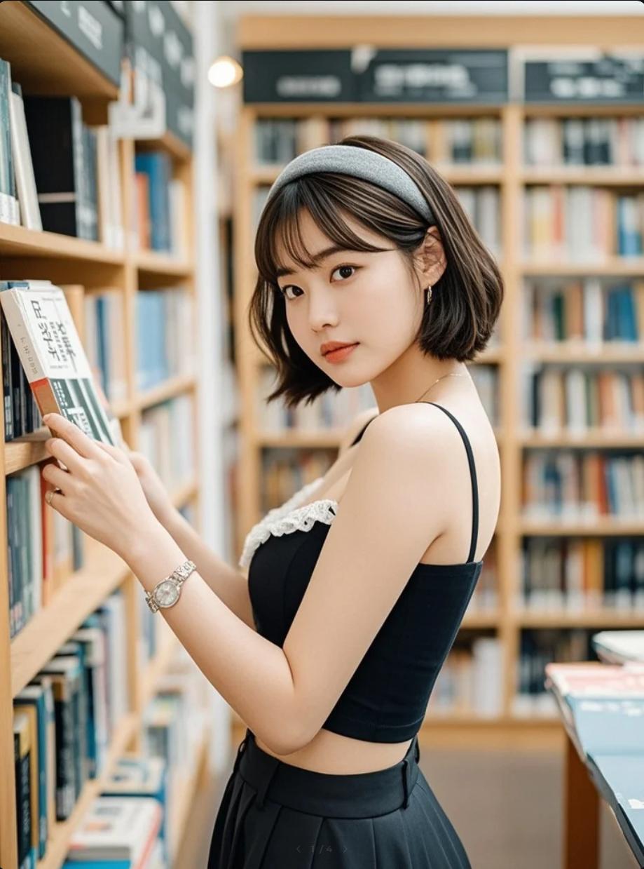 她在书中游走，我在镜头里凝望