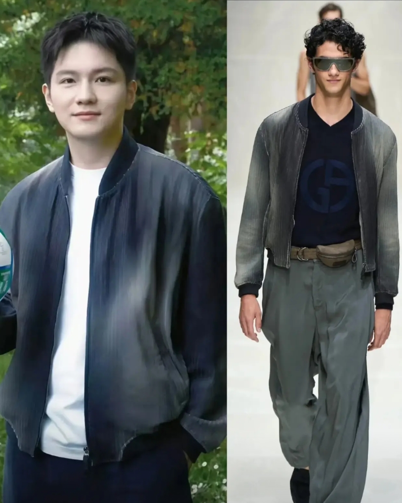 到底是谁想的？给樊振东穿这衣服？

左边是樊振东穿的，右边是T台的模特，这件衣服