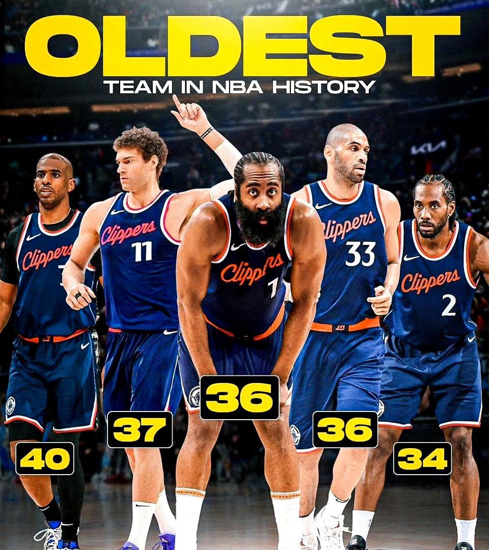 快船超越2000-01爵士，成为NBA史上最老球队，平均年龄达33.2岁。那支爵