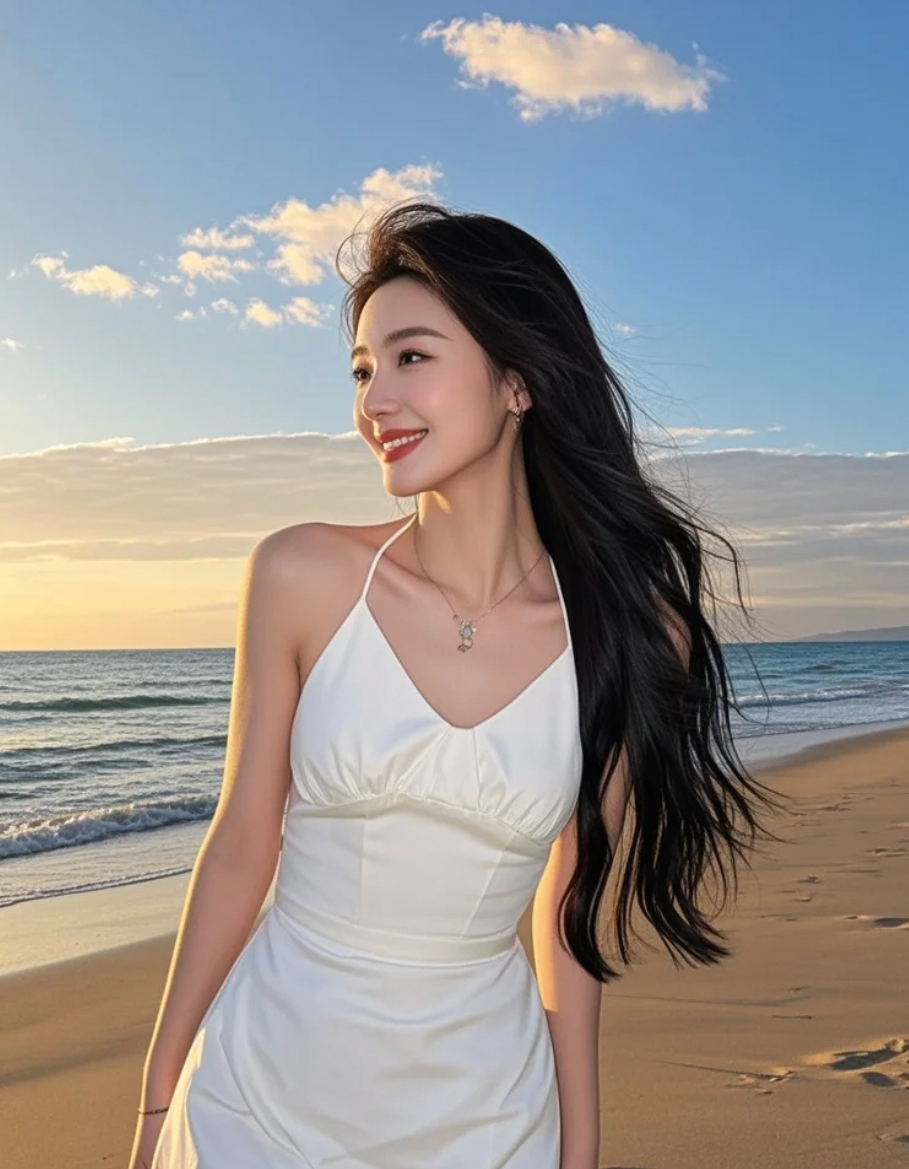 夕阳的余烬，落在她飞扬的裙角上，是诗的标点