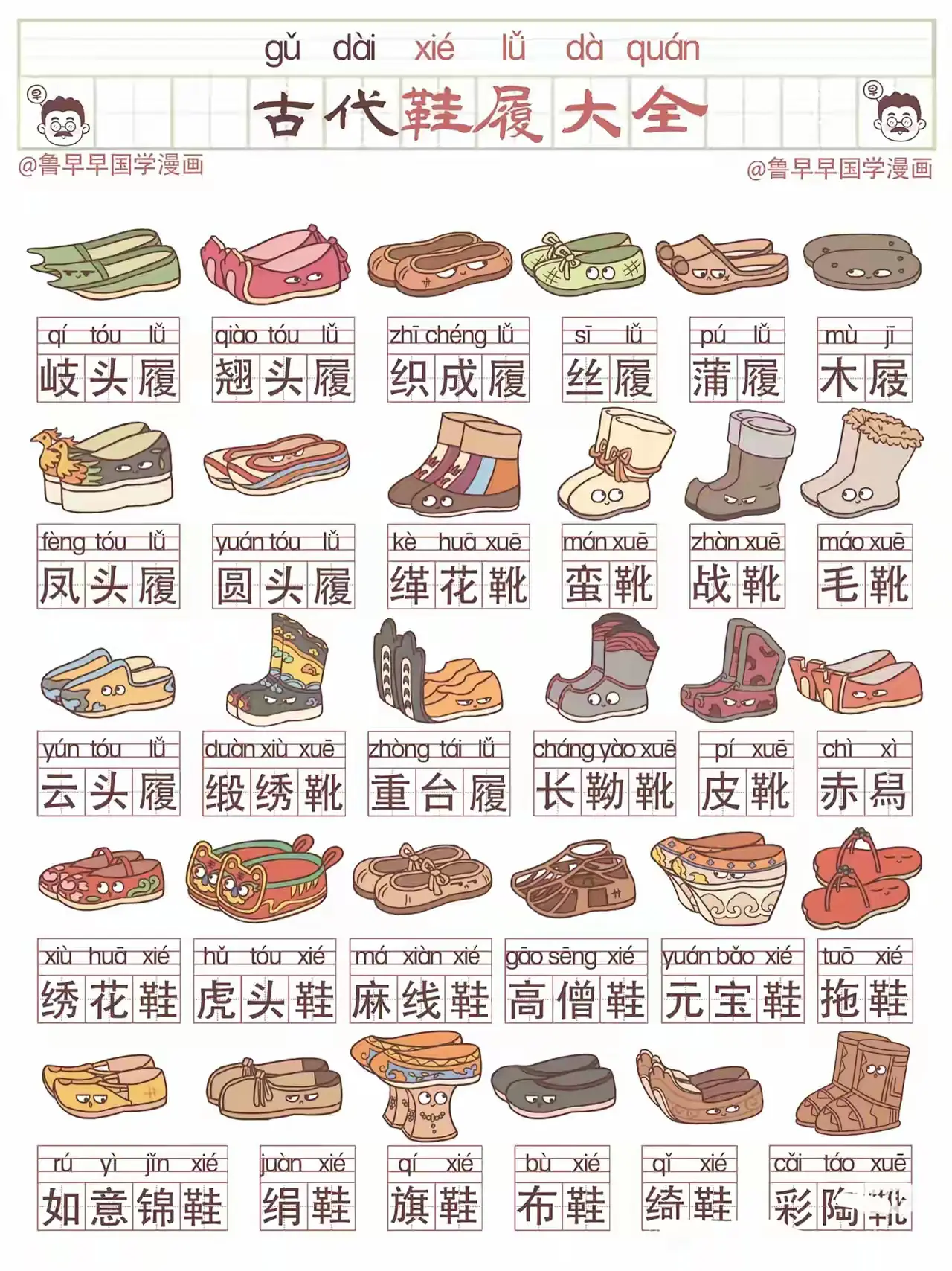 一张图看懂古代的各种鞋