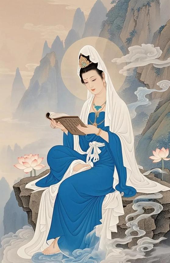 云中观音读经书，莲花香里悟禅机。[祈祷][祈祷]