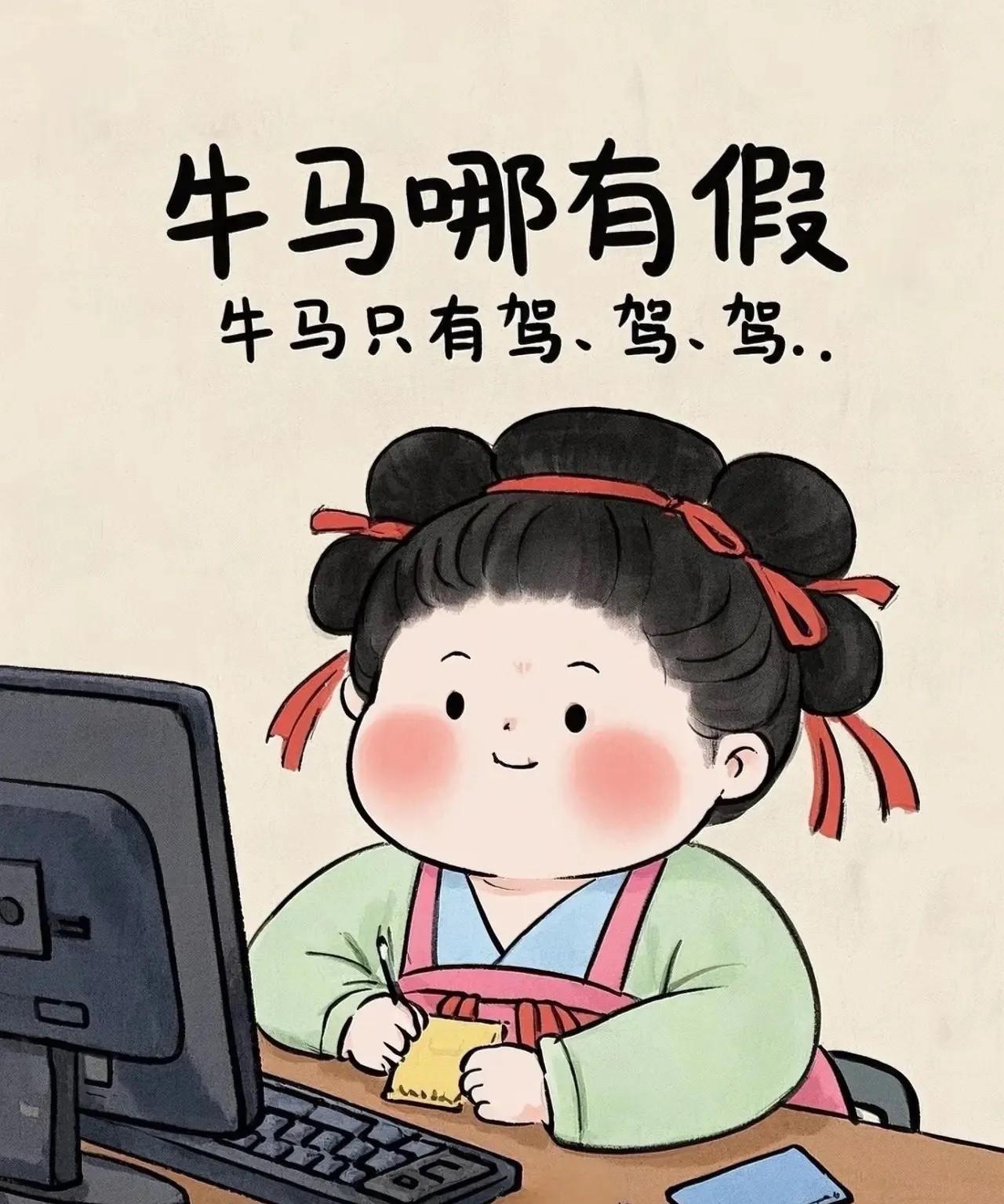 牛马哪有假，
牛马只知驾、驾、驾……
许多人何曾不是这样呢，
不管白天黑夜，
不