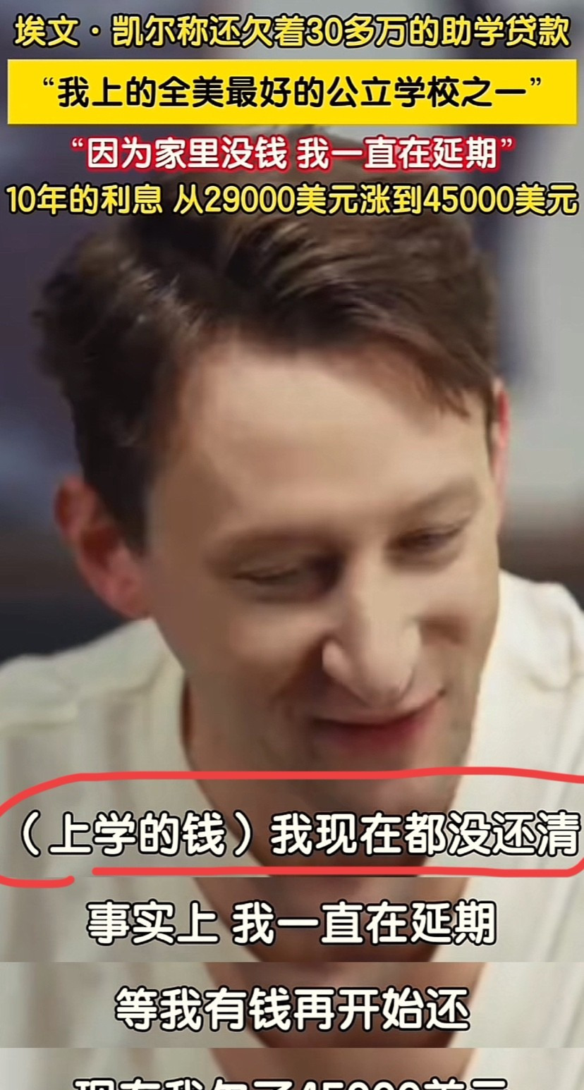 欠下30万外债，助学贷款成了大窟窿











天呐，这个美国小伙子埃