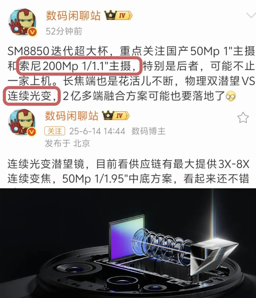 这才是手机最新至强影像科技
2亿潜望长焦和2亿接近一英寸的主摄
国产厂商胃口太大