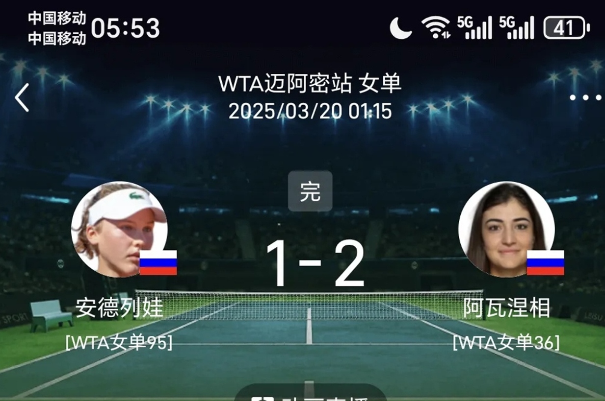 WTA1000迈阿密公开赛“安德列娃”爆冷出局，这3点万万想不到。
1. 没想到