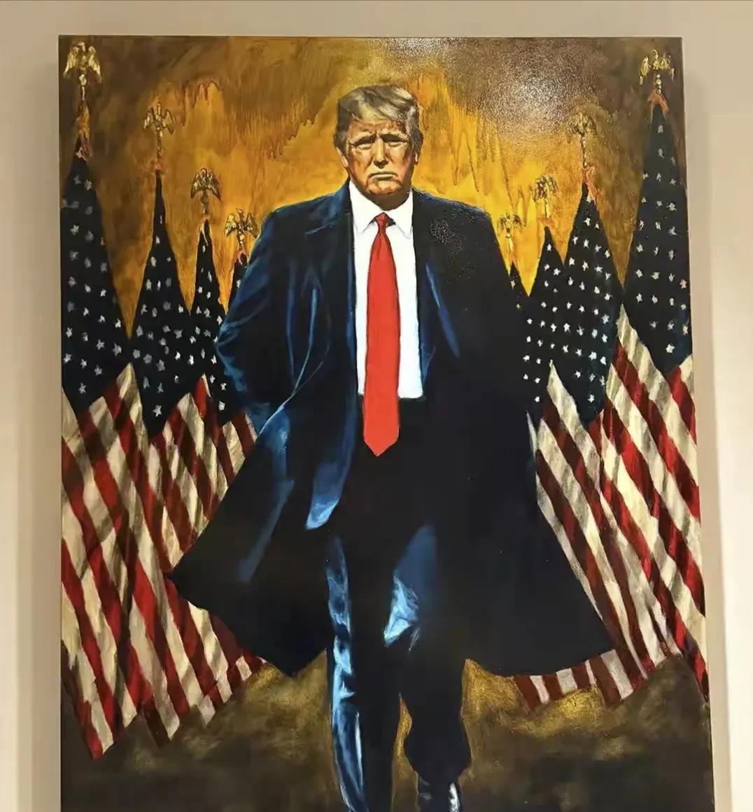 白宫新挂的这幅总统油画还是比较准确的显示了特朗普的状态，他确实有手段也很厉害。