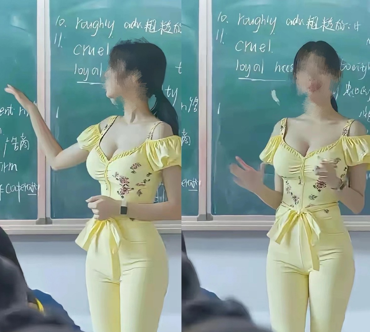 露肩英语老师被家长围攻

她考编三年才上岸，成绩年级第一，却因锁骨太显眼被投