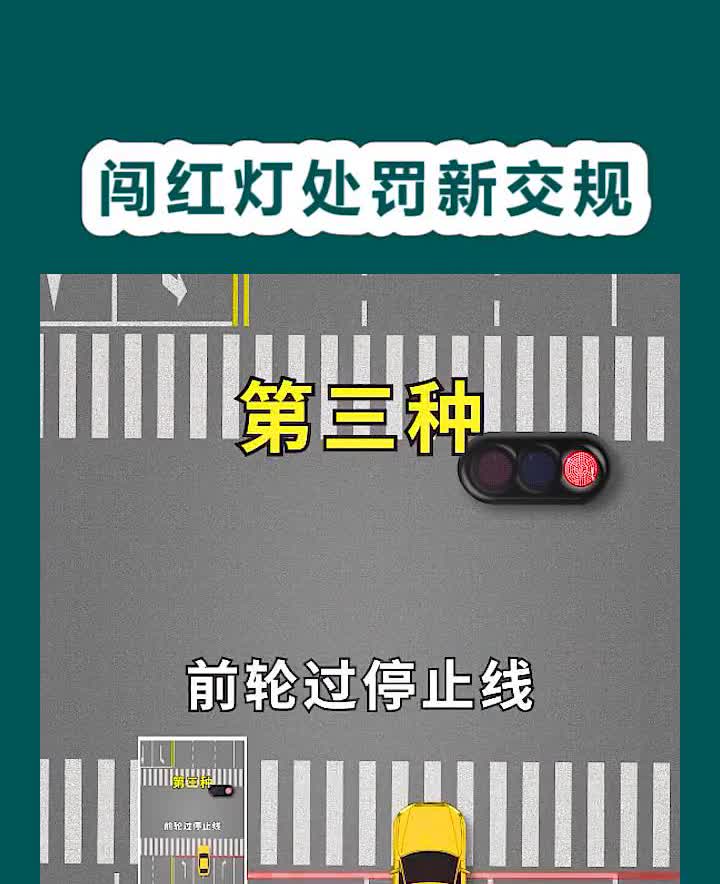 闯红灯处罚新交规。
·第一种：前轮过停止线后倒退，此时应停止不动。
·第二种
