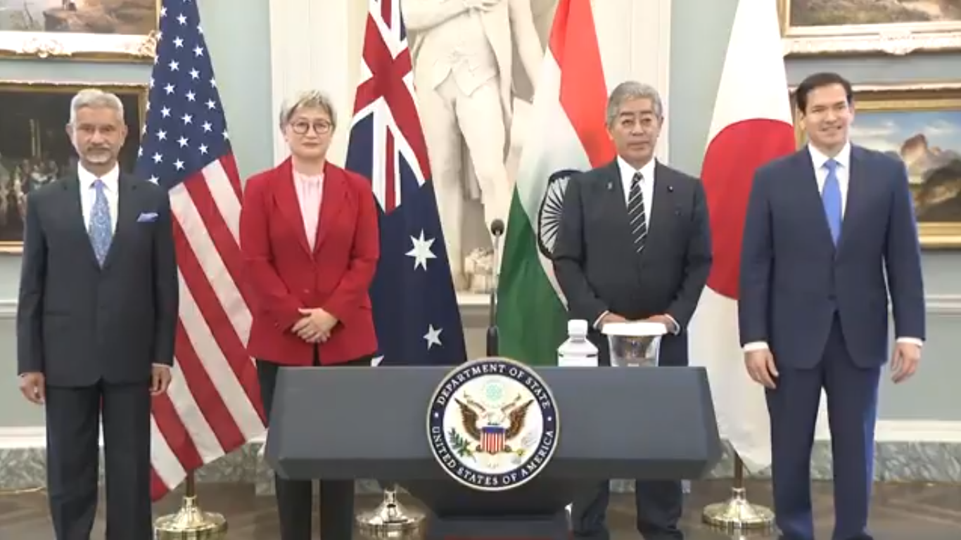 美日印澳四方安全对话（QUAD）外长会议，
7月1日在美国华盛顿举行的一场活动，