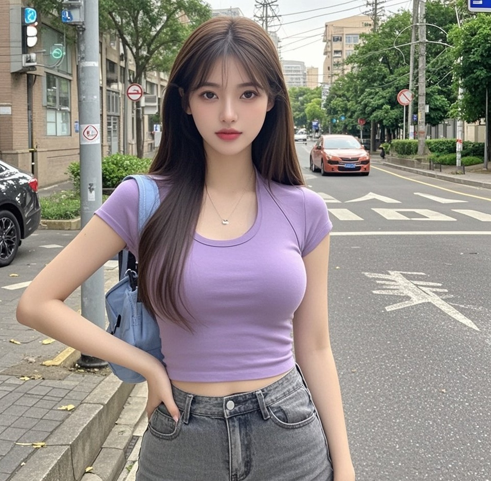 俏丽佳人紫影摇，曲线惹火步步娇