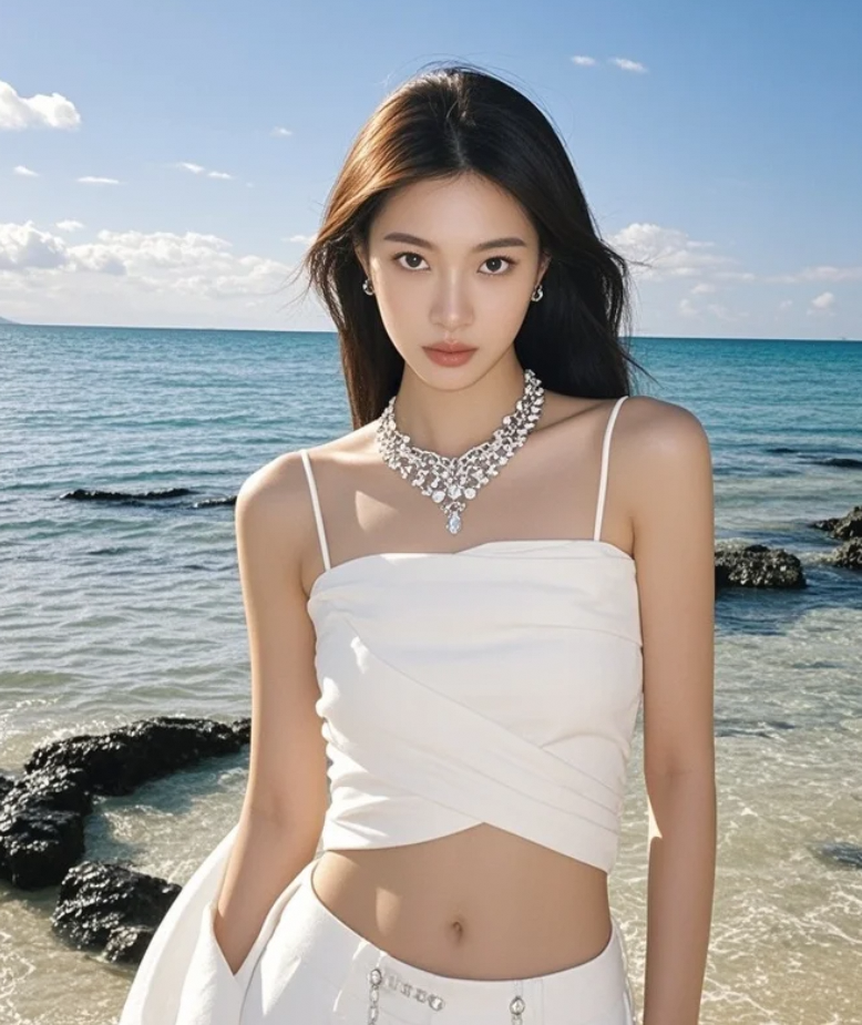 波光粼粼，她的心事如潮。