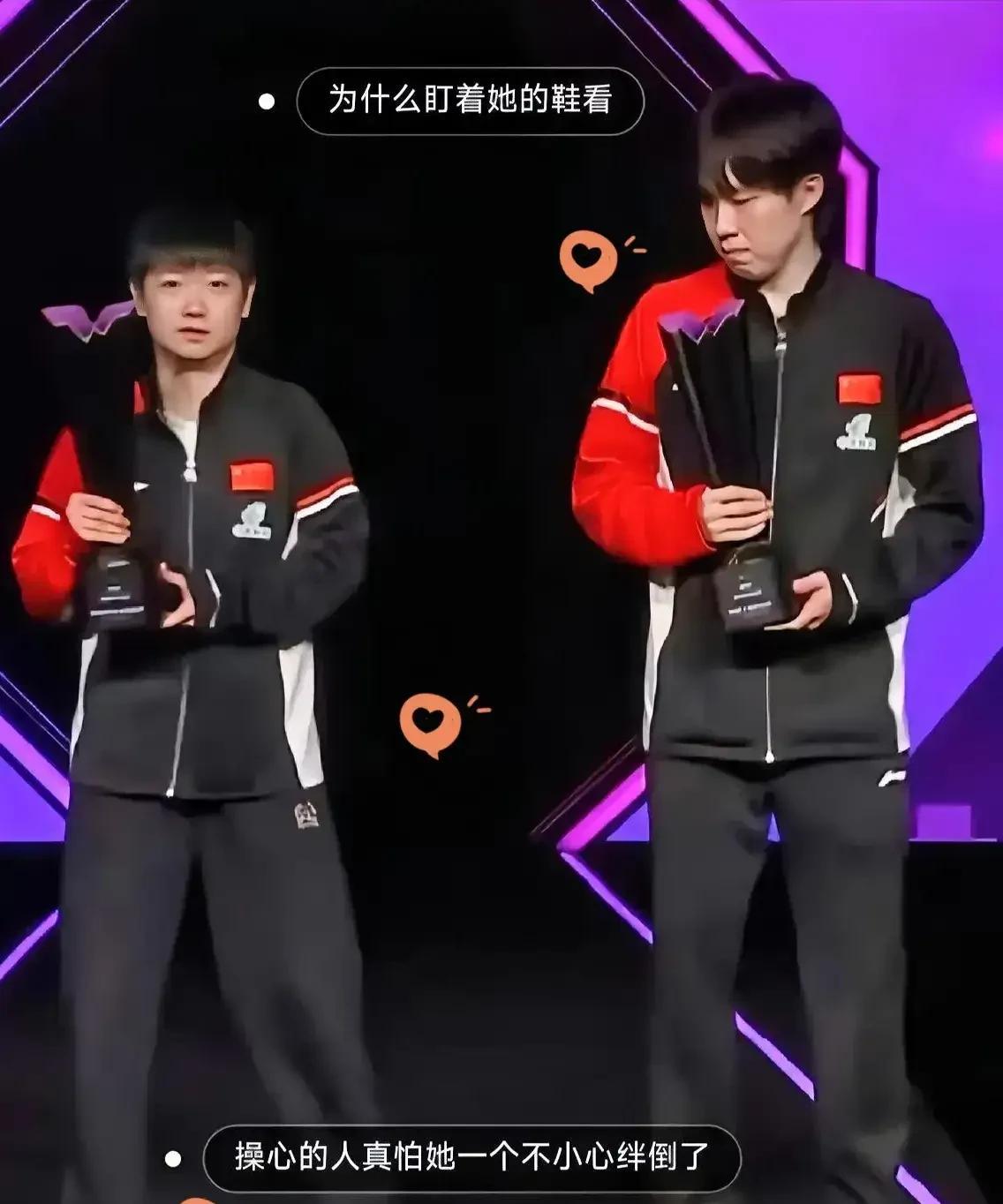澳门颁奖那一夜沙头漏掉的糖！！！！
莎莎楚钦一起上台颁奖的时候，莎莎没有系鞋带，