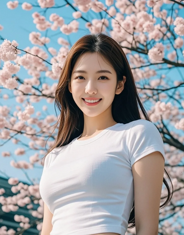 樱花烂漫时，佳人以独特穿搭展现春日优雅魅力