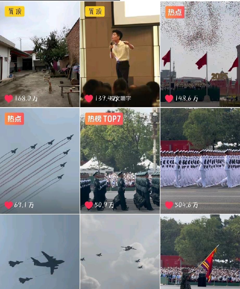 董宇辉的阅兵观礼视频点赞量超1000万！
其中一条最多的点赞超过了500万，这是