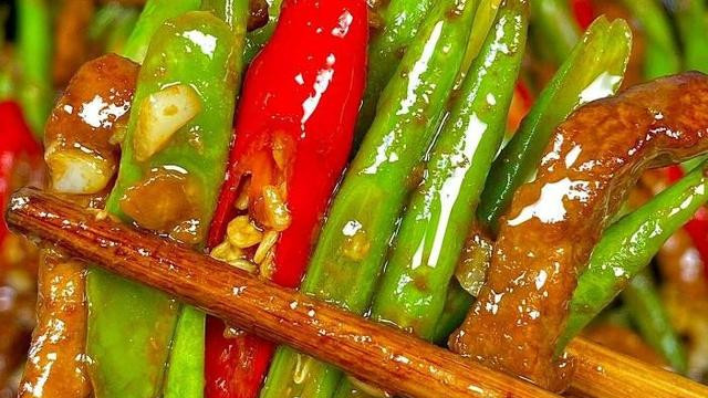 家常四季豆炒肉秘诀脆嫩爽口肉片滑嫩不腻