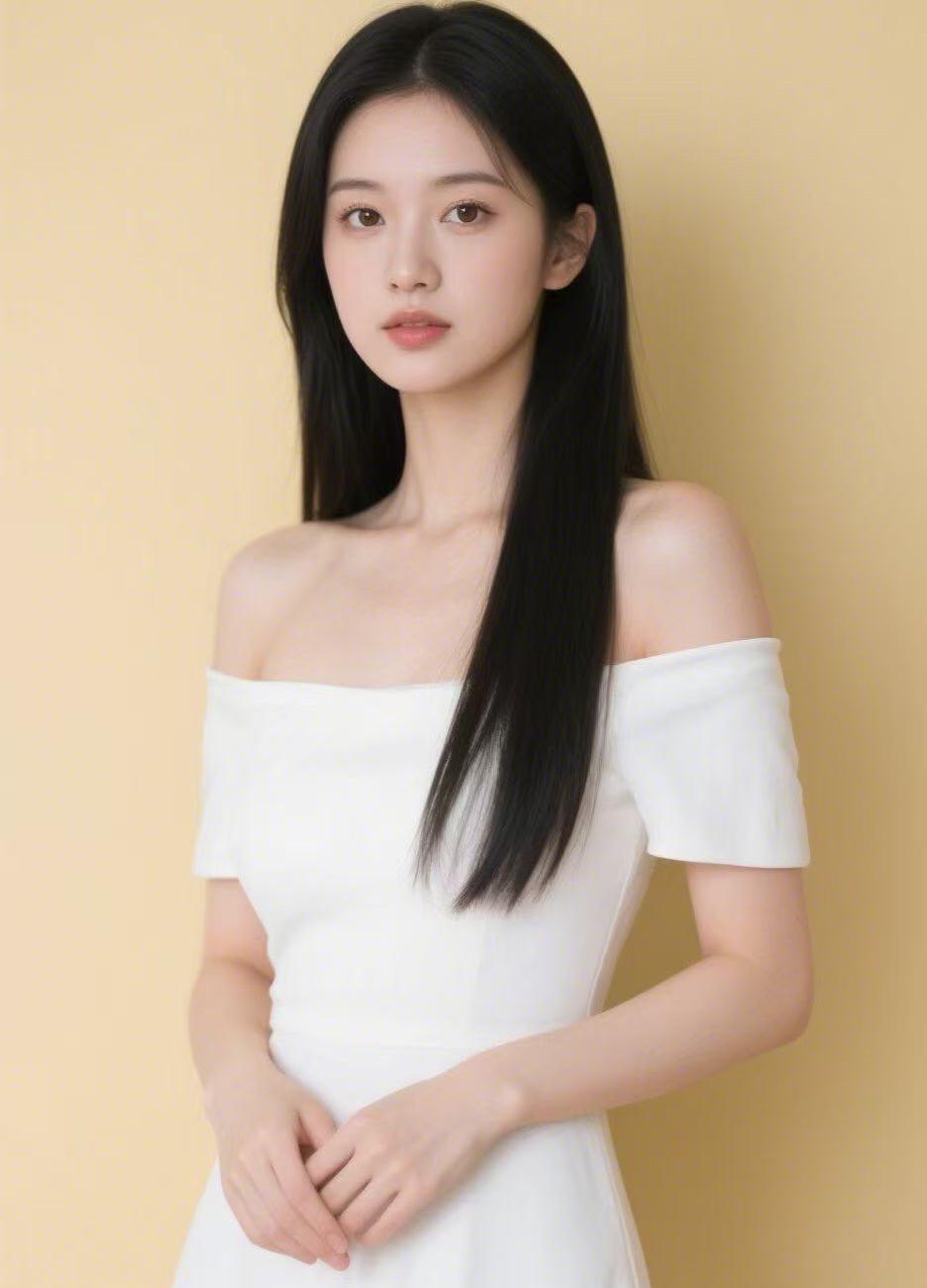一个穿白色连衣裙的漂亮女孩。