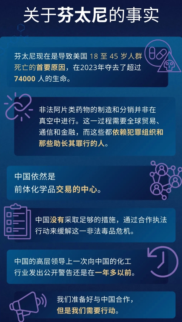 大网红美国驻华大使馆刚刚发帖，再次将大美利坚芬太尼泛滥的黑锅盖在本国头上！
本国