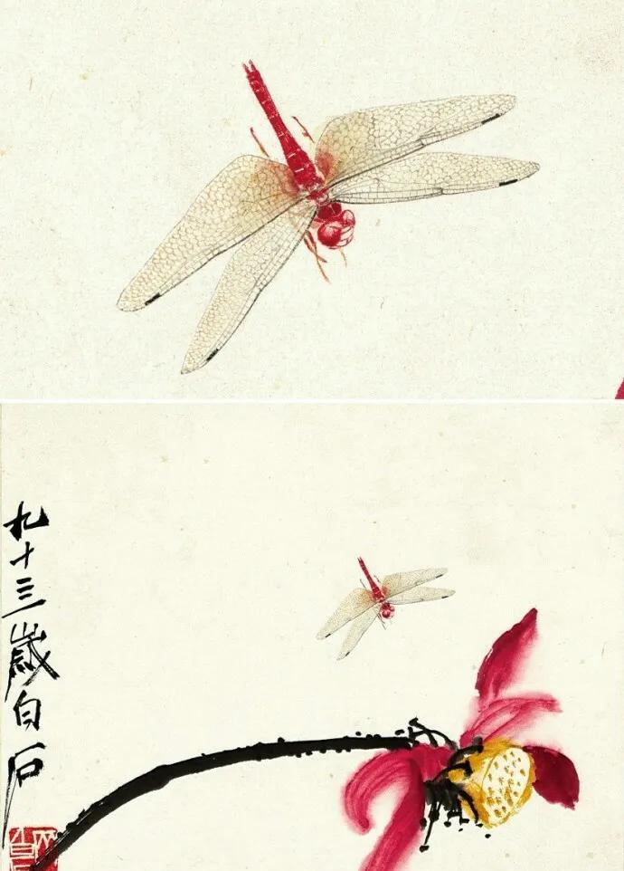 据齐白石弟子及后人回忆——
白石老人常在精力充沛时，
集中绘制精细的工笔草虫，